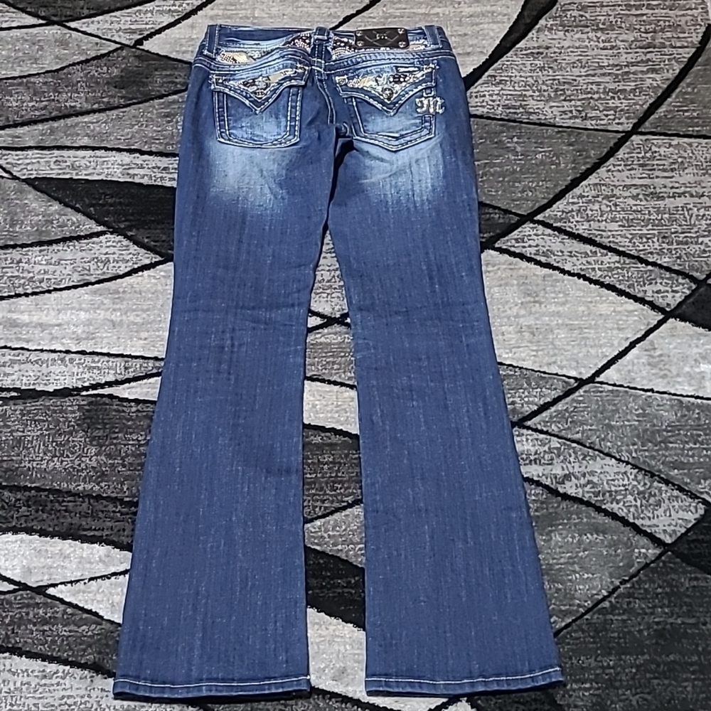 MISS ME BLING SEQUINS RHINESTONES BOOT-CUT DENIM JEAN - Picture 13 of 16